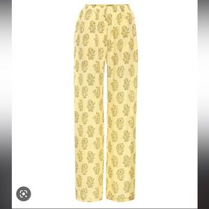 Acne Studios Women's Yellow Pernelle Floral-print Twill Straight-leg Pants.